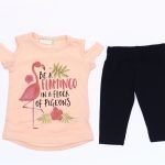 Σετ κολάν με έξωμο μπλουζοφόρεμα Be a flamingo