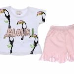 Σετ σορτς κρόσια μπλούζα παπαγαλάκια ALOHA  100% βαμβακερό