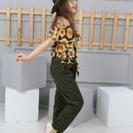 Σετ παντελόνι με ζώνη τοπ καπέλο λουλούδια - Image 4