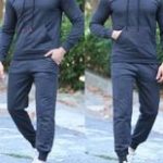 Αντρικό σετ φόρμα 100% βαμβακερή με κουκούλα με κορδόνι με τσέπη καγκουρό μπλούζα παντελόνι με λάστιχο