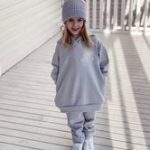 Σετ φόρμα φούτερ 100% βαμβακερή με κουκούλα γκρι