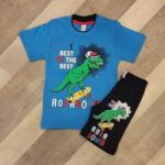 Σετ 100 % βαμβακερό σορτσ με μπλούζα Dino the best of the best Roarsome μπλε-ρουά