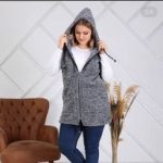 Αμάνικη γυναικεία μπουκλέ 100% βαμβακερό μπουφάν ζακέτα με κουκούλα με φερμουάρ με τσέπες