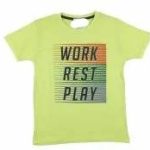 Κοντομάνικη κίτρινη μπλούζα 100% βαμβακερή Work Rest Play