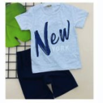 Κοντομάνικη μπλούζα γαλάζια New Yorkz σετ με μαύρο σορτς 100% βαμβακερό