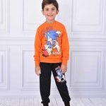 Σετ φόρμα μακρυμάνικη μπλούζα μπλε μπάλα με παντελόνι φόρμας 100% βαμβακερό πορτοκαλί
