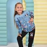 Κολεγιακό μπουφάν 3 τεμάχια σετ με παντελόνι φόρμα με μακρυμάνικη μπλούζα 100% βαμβακερό - Image 2
