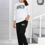 Εφηβική φόρμα σετ 100% βαμβακερό Brooklyn με μαύρο παντελόνι με κορδόνι με τσέπες με λάστιχο - Image 3