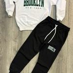 Εφηβική φόρμα σετ 100%βαμβακερό Brooklyn με μαύρο παντελόνι με κορδόνι με τσέπες με λάστιχο