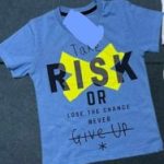 Κοντομάνικη ίντιγκο 100% βαμβακερό T-Shirt take RISK or lose the chance NEVER GIVE UP