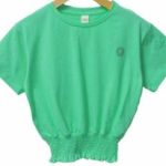 Κοντομάνικο ροζ crop top 100% βαμβακερό κεντημένο με σφηκοφωλιά στη μέση