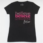 Κοντομάνικη μαύρη μπλούζα 100% βαμβακερό T-Shirt Believe