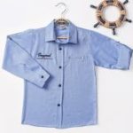 Μακρυμάνικο πουκάμισο baby blue κεντημένο Original 100% βαμβακερό