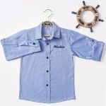 Μακρυμάνικο πουκάμισο baby blue κεντημένο 100% βαμβακερό