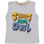 Αμάνικη λευκή μπλούζα 100% βαμβακερή Trust your soul