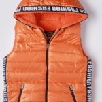 Αμάνικο μπλε-ρουά με κουκούλα FASHION 100% βαμβακερό μπουφάν αδιάβροχο με τσέπες με φερμουάρ με επένδυση