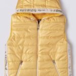 Αμάνικο κίτρινο με κουκούλα FASHION 100% βαμβακερό μπουφάν αδιάβροχο με τσέπες με φερμουάρ με επένδυση